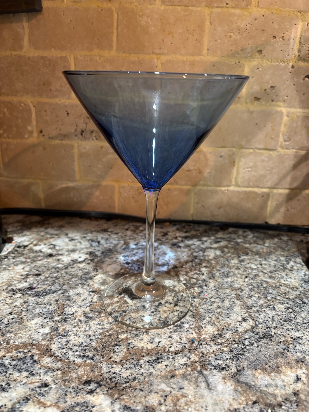 Elegant Deep Blue Martini Glass with Clear Stem